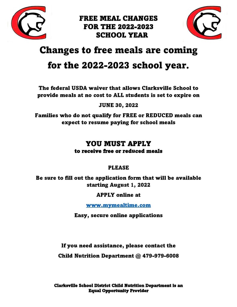 announcement of no free meals